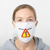 Beware Alien Warning Yellow Symbol, ZFJ White Cotton Face Mask