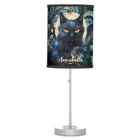 Black Cat and Celestial Moon Table Lamp