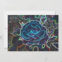 Swirly Blue Neon Rose Invitation