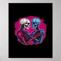 American Traditional Skeleton Holding Hands Tattoo Poster