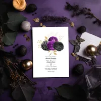 Purple and Black Vintage Gothic Floral Wedding Invitation