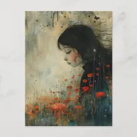 Girl in the Flowers Postcard
