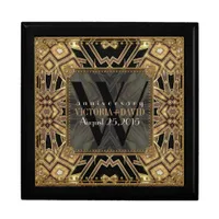 Classy Art Deco Black Gold Wedding Anniversary Box