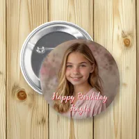 Personalized Happy Birthday Name and Photo Button