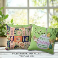 Easter bunny quilted style  throw pillow