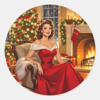 A Sweet Vintage Christmas  Classic Round Sticker