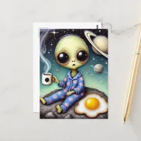 Alien Coffee With Egg and Coffee Postcard