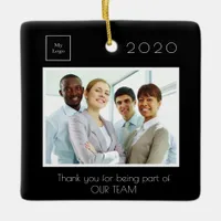 Business Company logo photo thank you black Ceramic Ornament