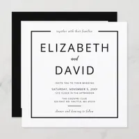 Black and White Elegant Modern Minimalist Wedding Invitation