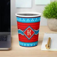 Southwest River Canyon Red Turquoise Monogram Paper Cups