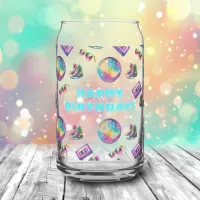 90s Neon Disco Birthday Can Glass