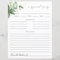 Greenery Bridal Shower Recipe Card