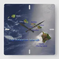 View of the Hawaiian Islands Square Wall Clock