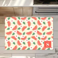 Floral Red Grapefruit Slices Personalized Kitchen Rug