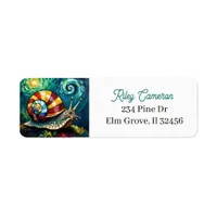 Vibrantly Colorful Impasto Whimsical Snail Label