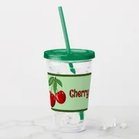 Red Cherries Design Personalized Acrylic Tumbler