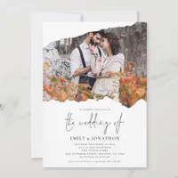 Torn Paper Effect 2 Photos QR Code Wedding Invitation