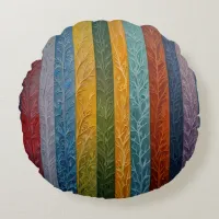 Beautiful multi colored ice crystal feathered  round pillow