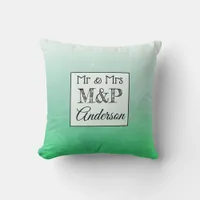 Personalized Gradient Green Wedding Pillow