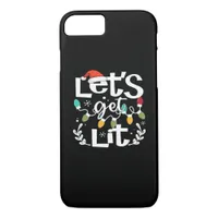 Let's Get Lit Drinking Santa Hat Christmas Lights  iPhone 8/7 Case