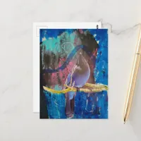 A Bird That is Blue Mixed Media Collage Postcard