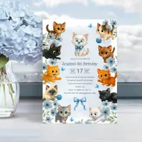 Cute Kittens Personalized 5th Birthday Party Invitation