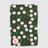 Golf Balls and Tees Patterned Golfer Monogram Golf Towel