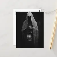 The Ghost With a Lantern Black and White Postcard