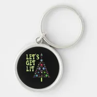 Let's Get Lit Funny Christmas Keychain