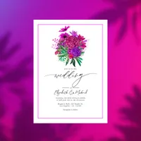 Vibrant Fuchsia Modern Wedding Photo QR Code Invitation