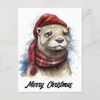 Cute Adorable Christmas Otter Holiday Postcard