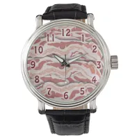 Illustrated Bacon Pattern Design Number Style Watch