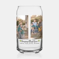 Custom 4 Photo Greatest Dad Ever Father's Clear Can Glass