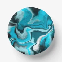 Blue, Black and White Marble Fluid Art     Paper Bowls