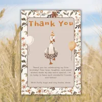 One Silly Goose Neutral 1st Birthday Party  Thank You Card