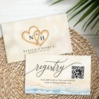 Beach Wedding Registry Card with QR Code and Sand 