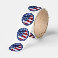 Patriotic USA American Flag Blue Return Address Classic Round Sticker