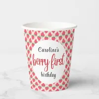 Berry Sweet Strawberry 1st Birthday Party Paper Cups