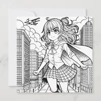 Color Me Page | Anime Superhero Girl Card