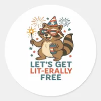 Let's Get Lit-erally Free Design - Fun Party Quote Classic Round Sticker