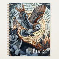 Owl and Wolf Mosaic Ai Art Personalized Planner