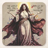Vintage Art Mary Magdalene Quote  Square Paper Coaster