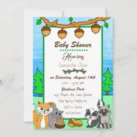 Woodland Creatures Forest Animals Baby Shower   Invitation