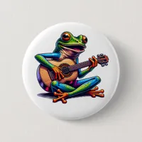 Cute Frog Playing a Guitar Button