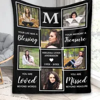 In Loving Memory Gift 6 Photo Unique Memorial Fleece Blanket