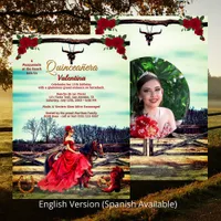 Masquerade Ranch Quinceañera Custom Photo & Name Invitation