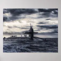 Striking Submarine in the Ocean Poster