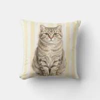 Manx Cat Watercolor Throw Pillow
