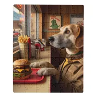 A cute dog at the Diner Jigsaw Puzzle