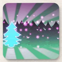 Christmas Trees Shades of Green Coaster